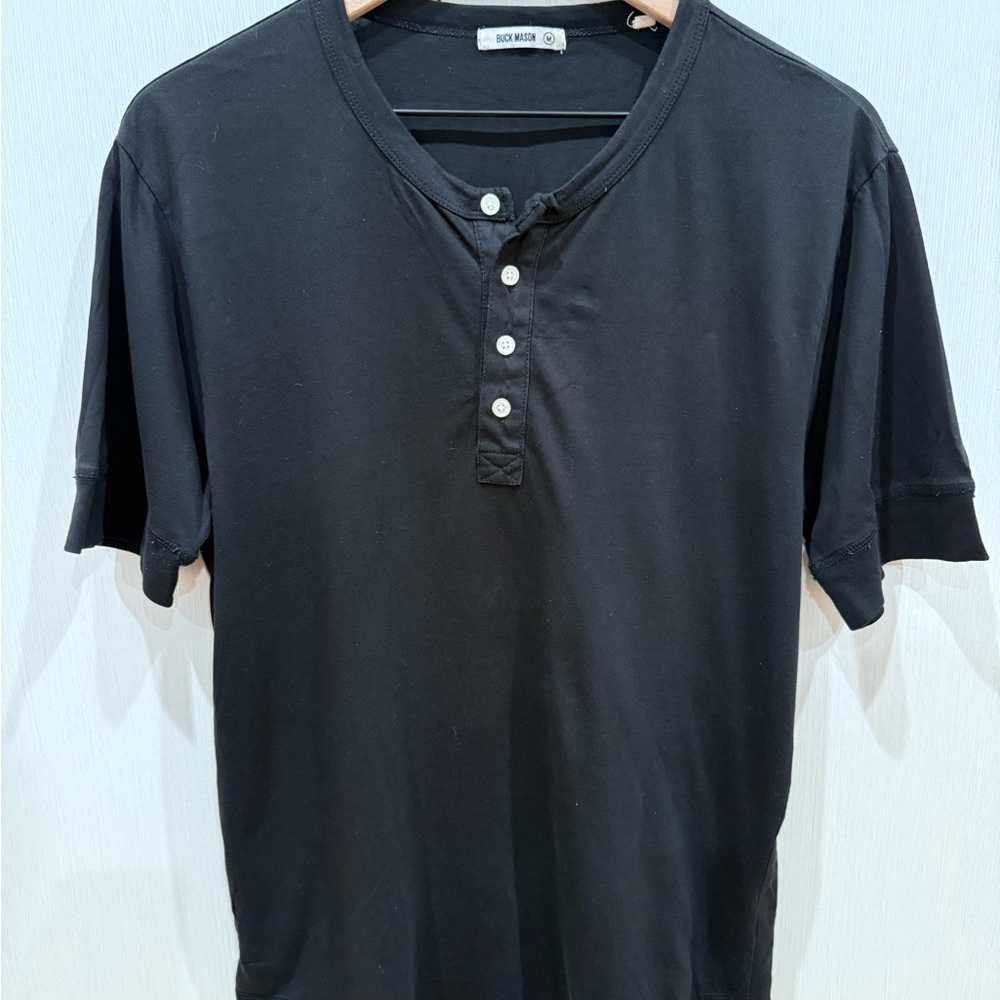 Men’s Buck Mason Pima Short Sleeve Curved Hem Henley